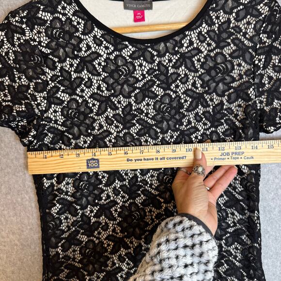 Vince Camuto Lace Top Womens Small Floral Burn Cutout Stretch Goth Coquette - Picture 4 of 8